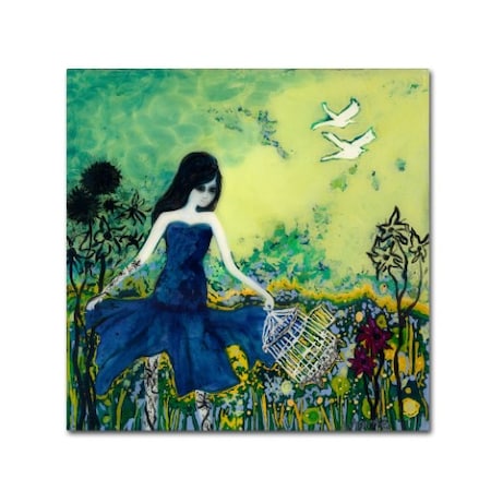 Wyanne 'Big Eyed Girl Letting Go' Canvas Art,24x24